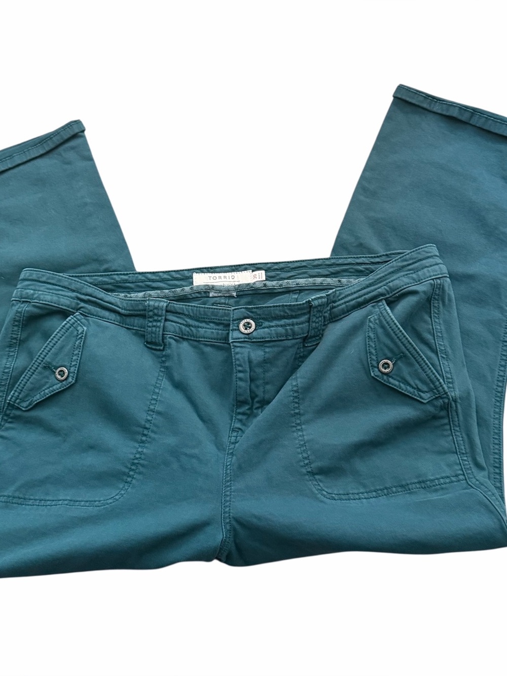 torrid Teal Front-Pocket Straight Leg cropped pants Sz 20